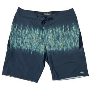 O'Neill Superfreak Men's Board Shorts Size 38 Black‎ Green Wave Swim Trunks